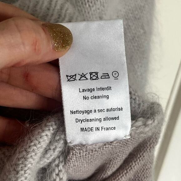 Nina Ricci Angora Wool Cashmere Oversized Pullover Sweater Fuzzy Large Gray - Picture 8 of 8